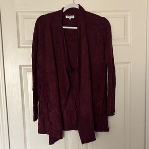Grace & Lace Deep Red Open Front Cardigan